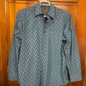 Ariat Men's Teal and Black Geometric Shirt